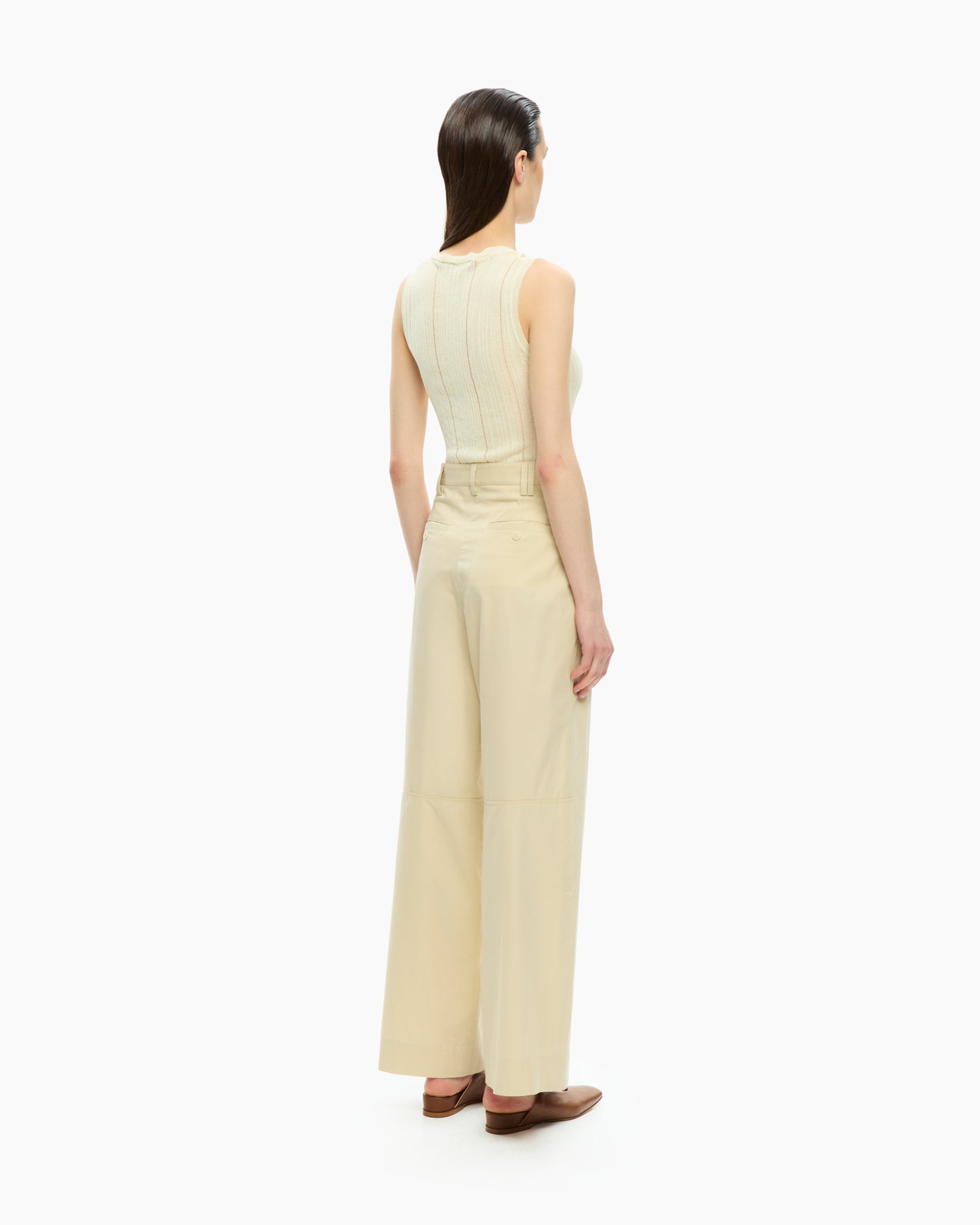 _MALLONI Pantalone a gamba ampia con vita alta GIALLO