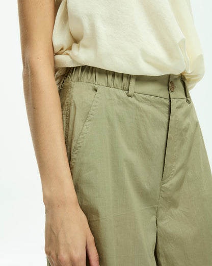 _MALLONI Pantalone a gamba ampia con vita elasticizzata VERDE