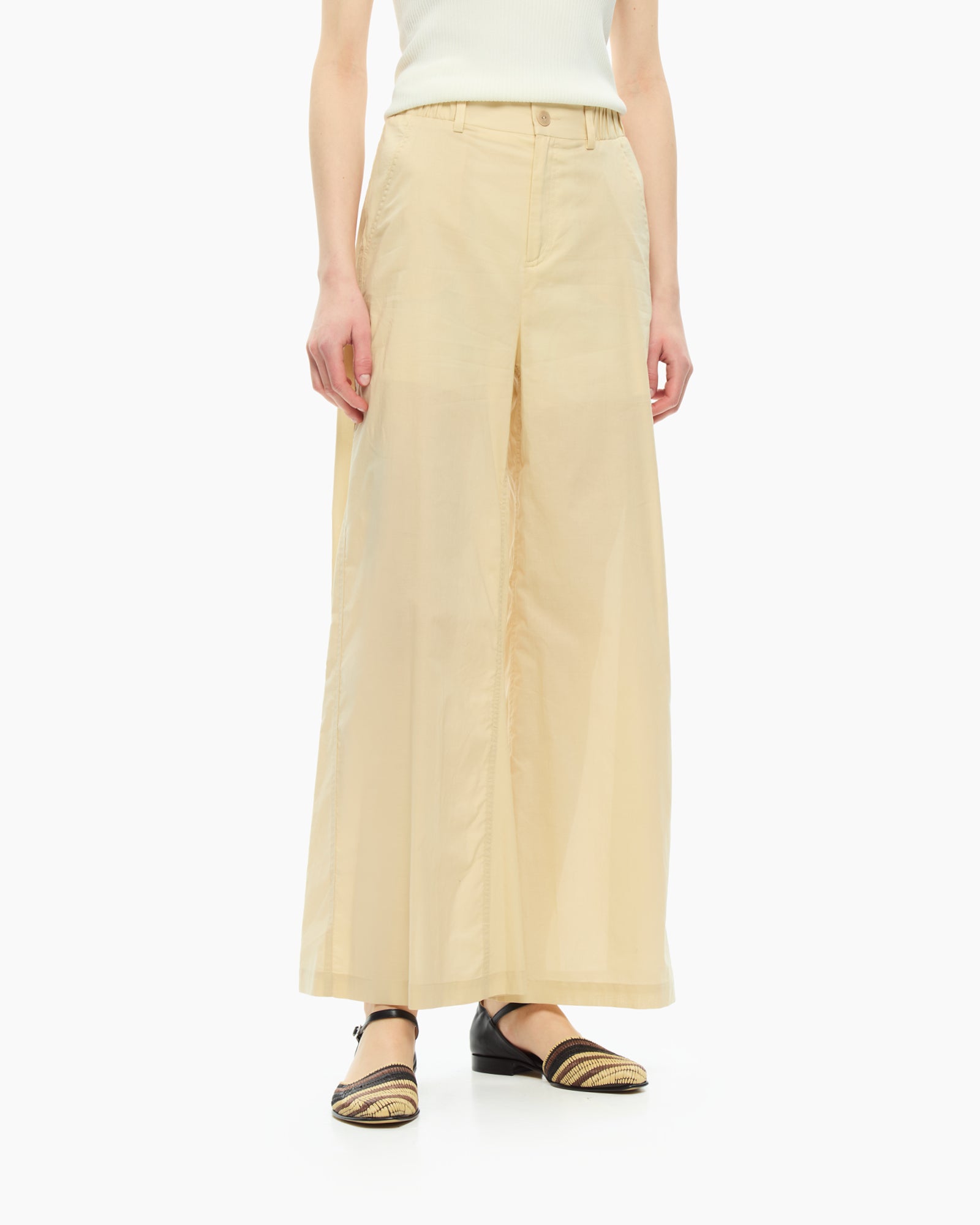 _MALLONI Pantalone a gamba ampia con vita elasticizzata GIALLO