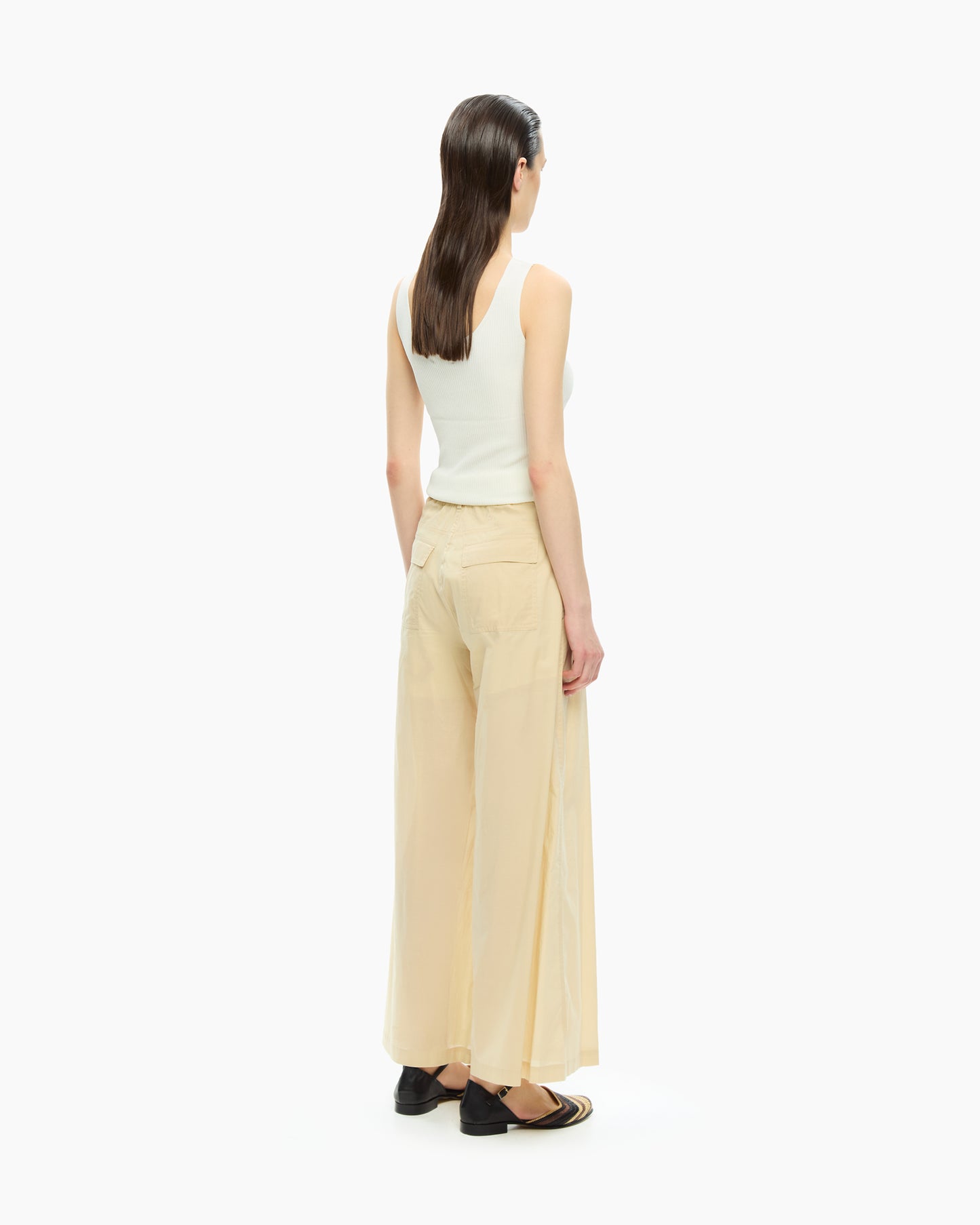 _MALLONI Pantalone a gamba ampia con vita elasticizzata GIALLO