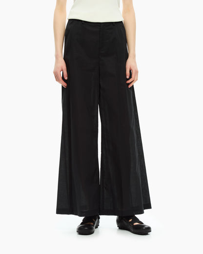 _MALLONI Pantalone a gamba ampia con vita elasticizzata NERO
