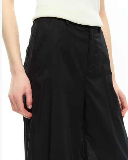 _MALLONI Pantalone a gamba ampia con vita elasticizzata NERO
