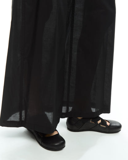 _MALLONI Pantalone a gamba ampia con vita elasticizzata NERO