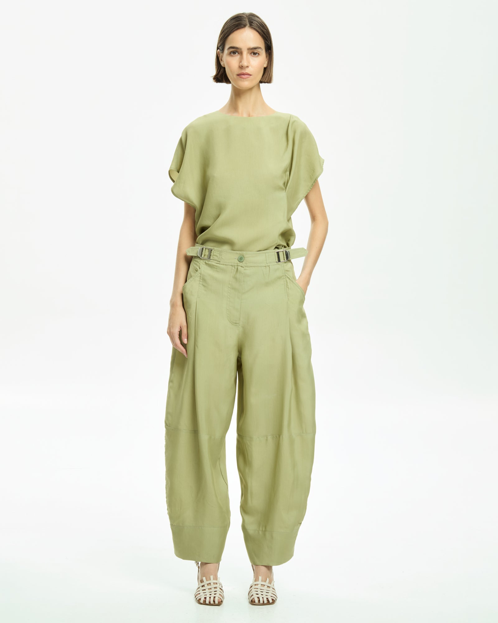 _MALLONI Pantalone con gamba morbida VERDE