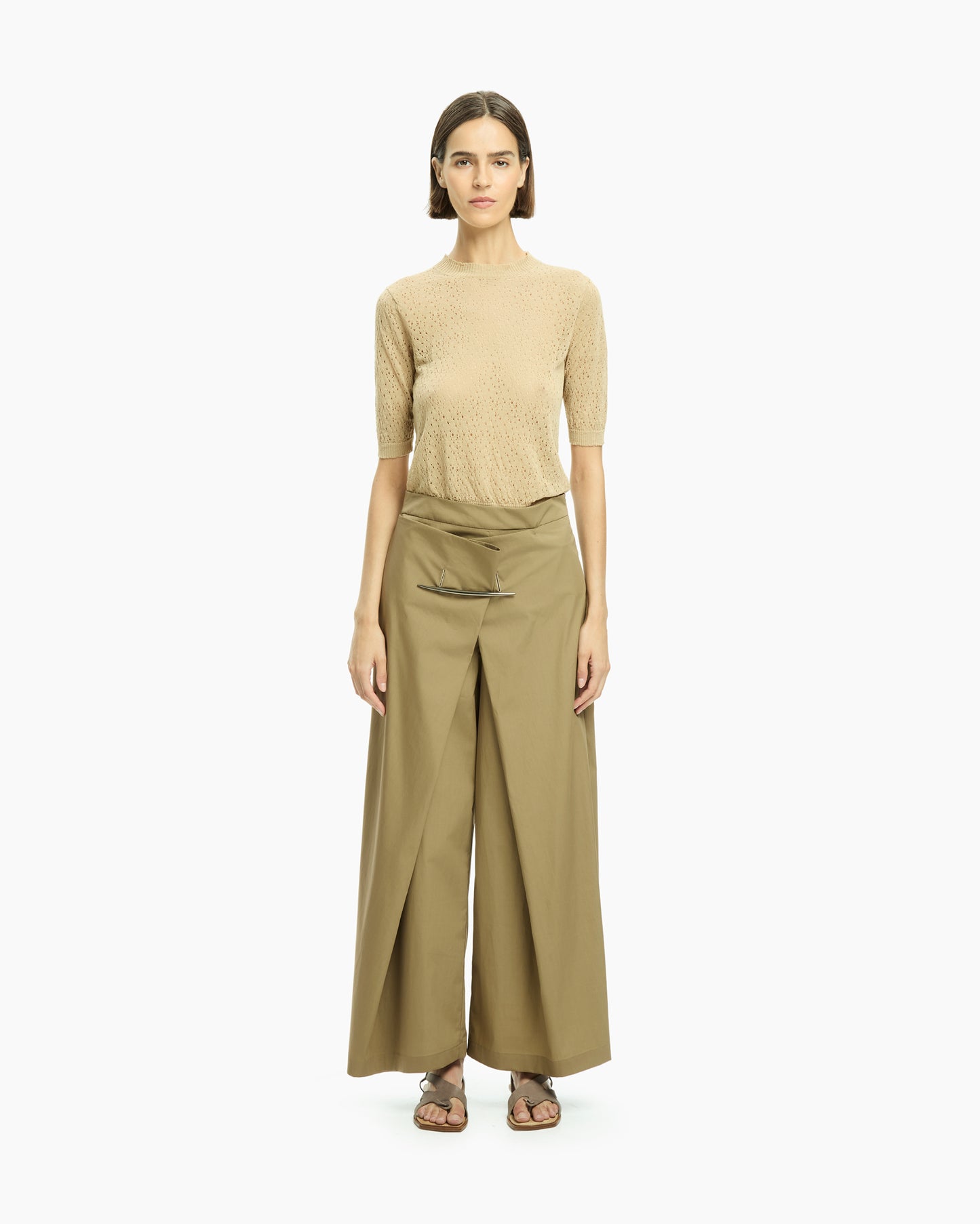 _MALLONI Pantalone ampio con pannelli avvolgenti TORTORA