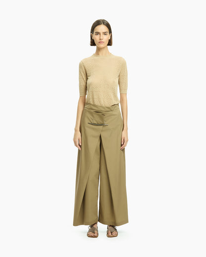 _MALLONI Pantalone ampio con pannelli avvolgenti TORTORA
