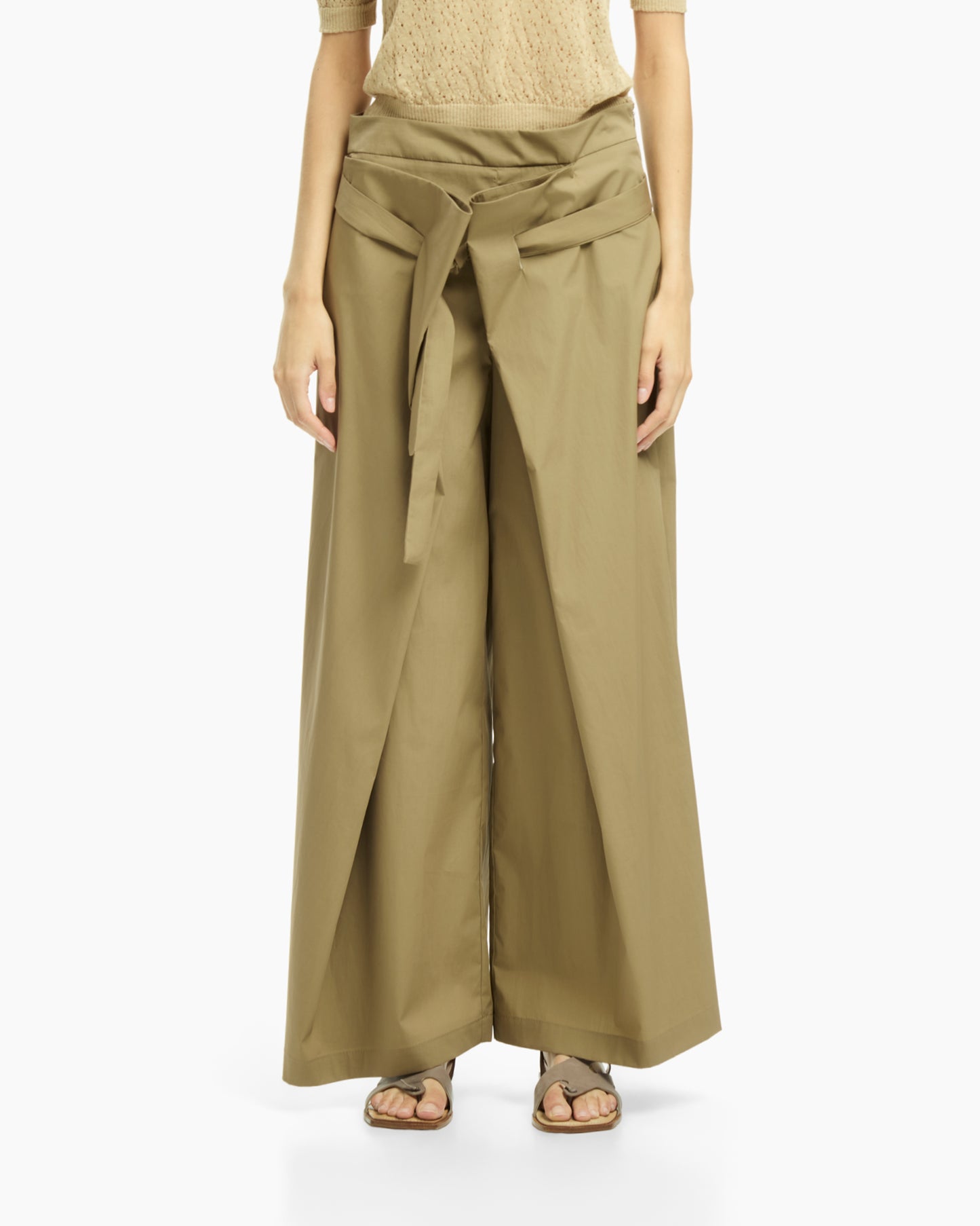 _MALLONI Pantalone ampio con pannelli avvolgenti TORTORA