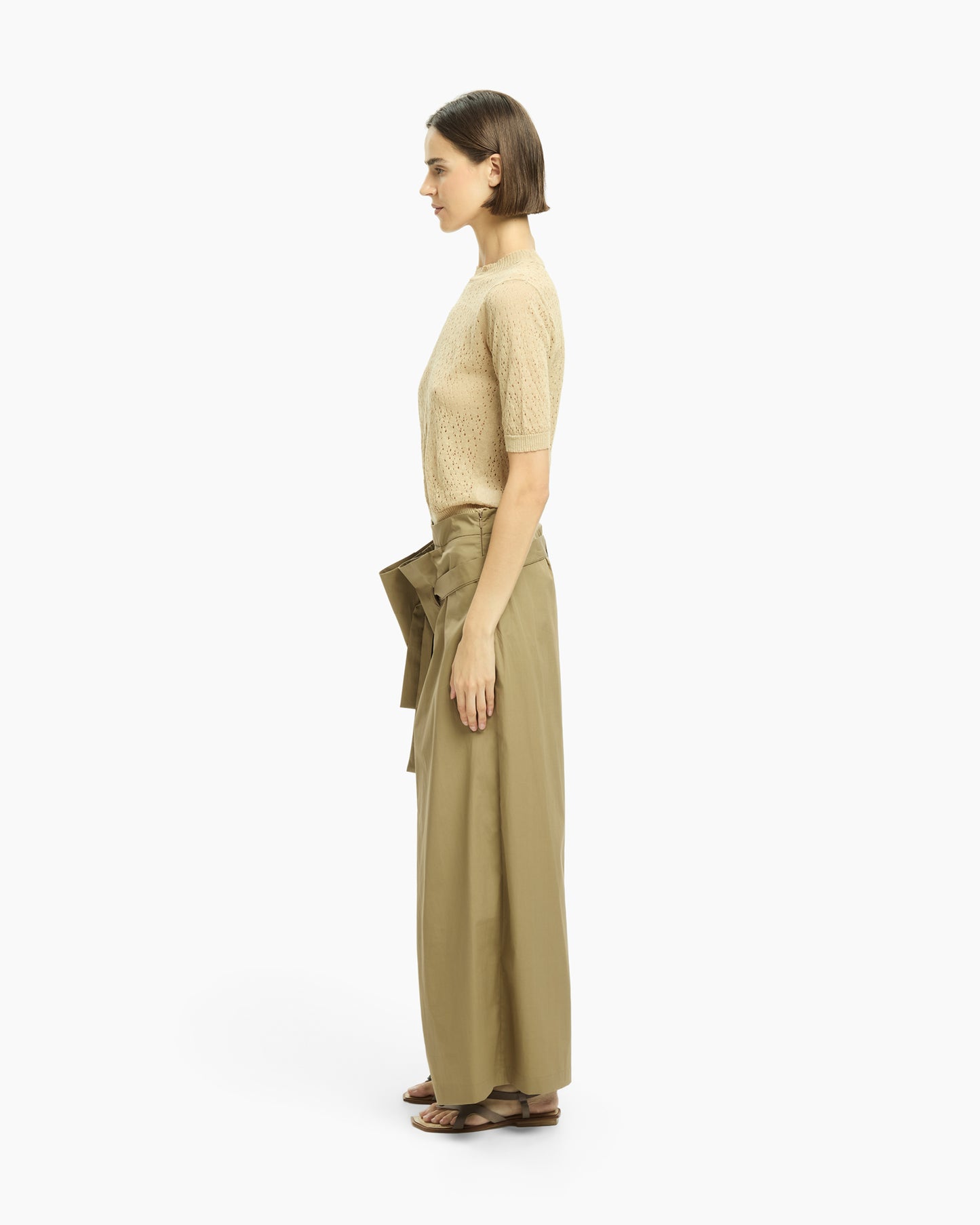 _MALLONI Pantalone ampio con pannelli avvolgenti TORTORA