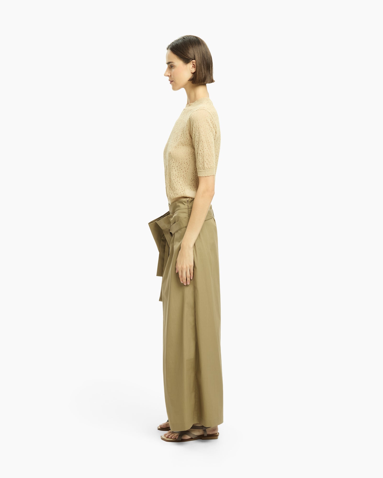 _MALLONI Pantalone ampio con pannelli avvolgenti TORTORA