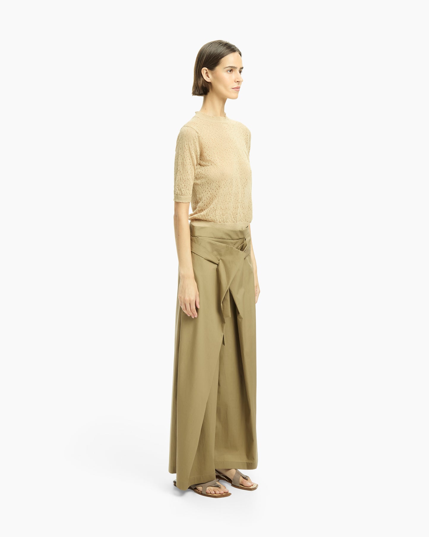_MALLONI Pantalone ampio con pannelli avvolgenti TORTORA