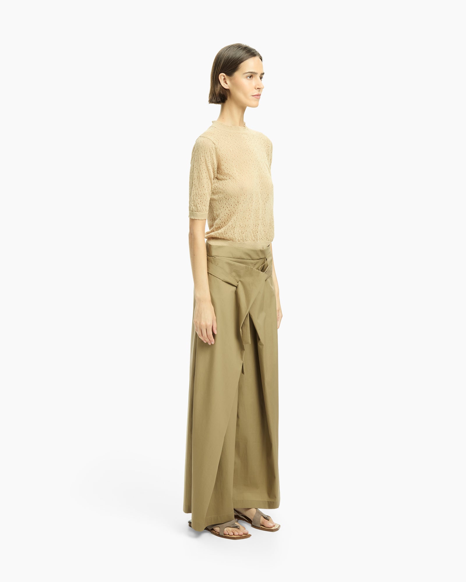 _MALLONI Pantalone ampio con pannelli avvolgenti TORTORA