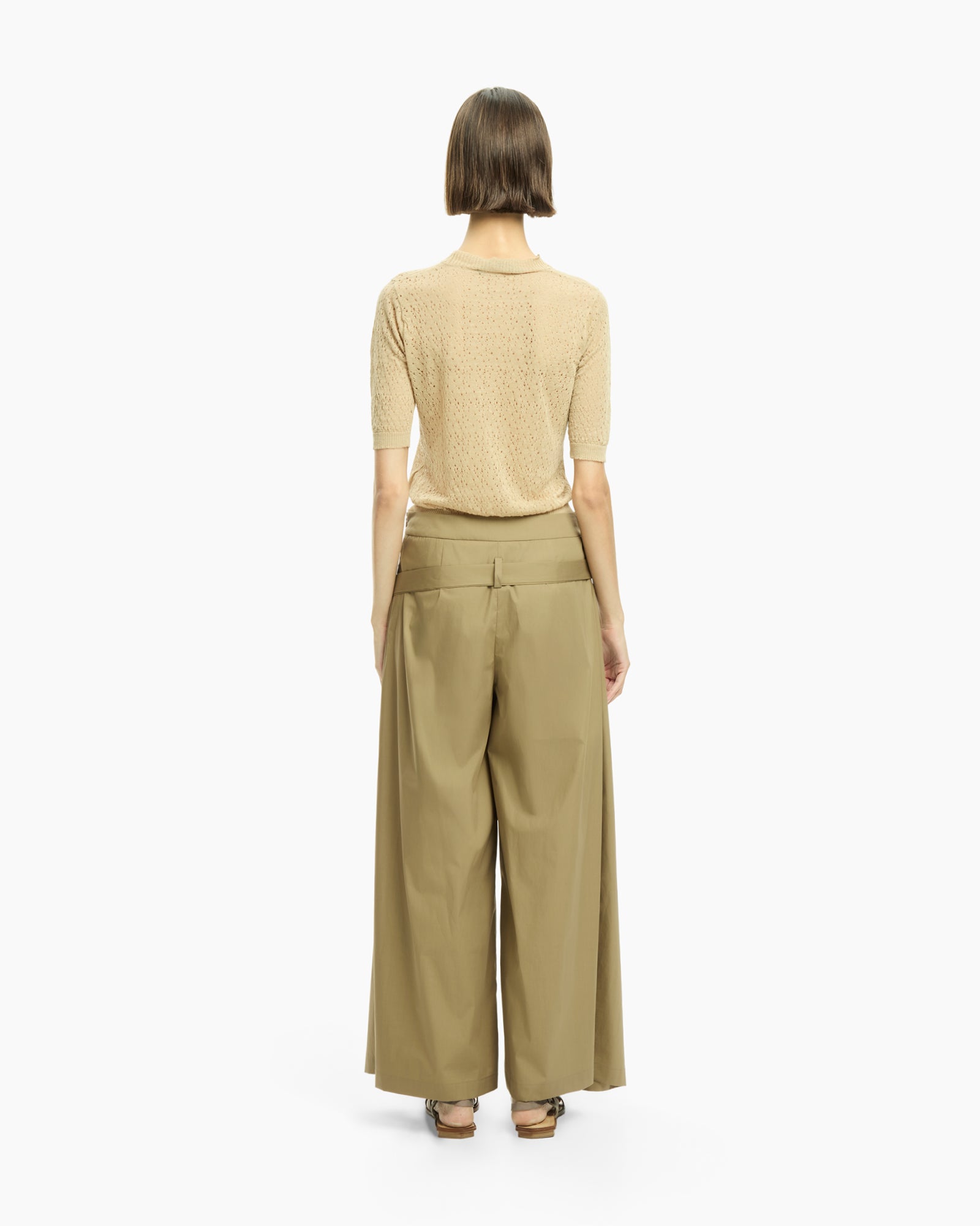 _MALLONI Pantalone ampio con pannelli avvolgenti TORTORA