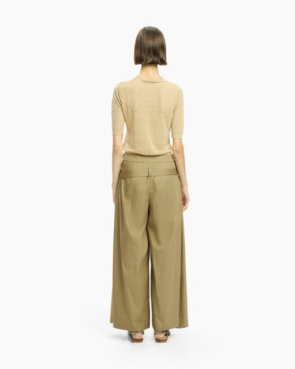 _MALLONI Pantalone ampio con pannelli avvolgenti TORTORA