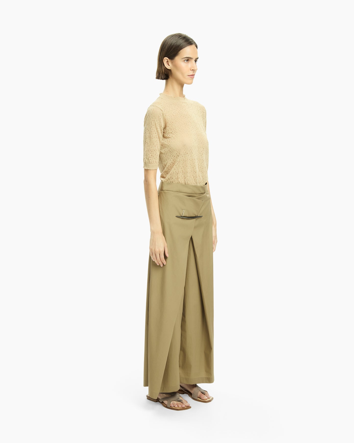 _MALLONI Pantalone ampio con pannelli avvolgenti TORTORA