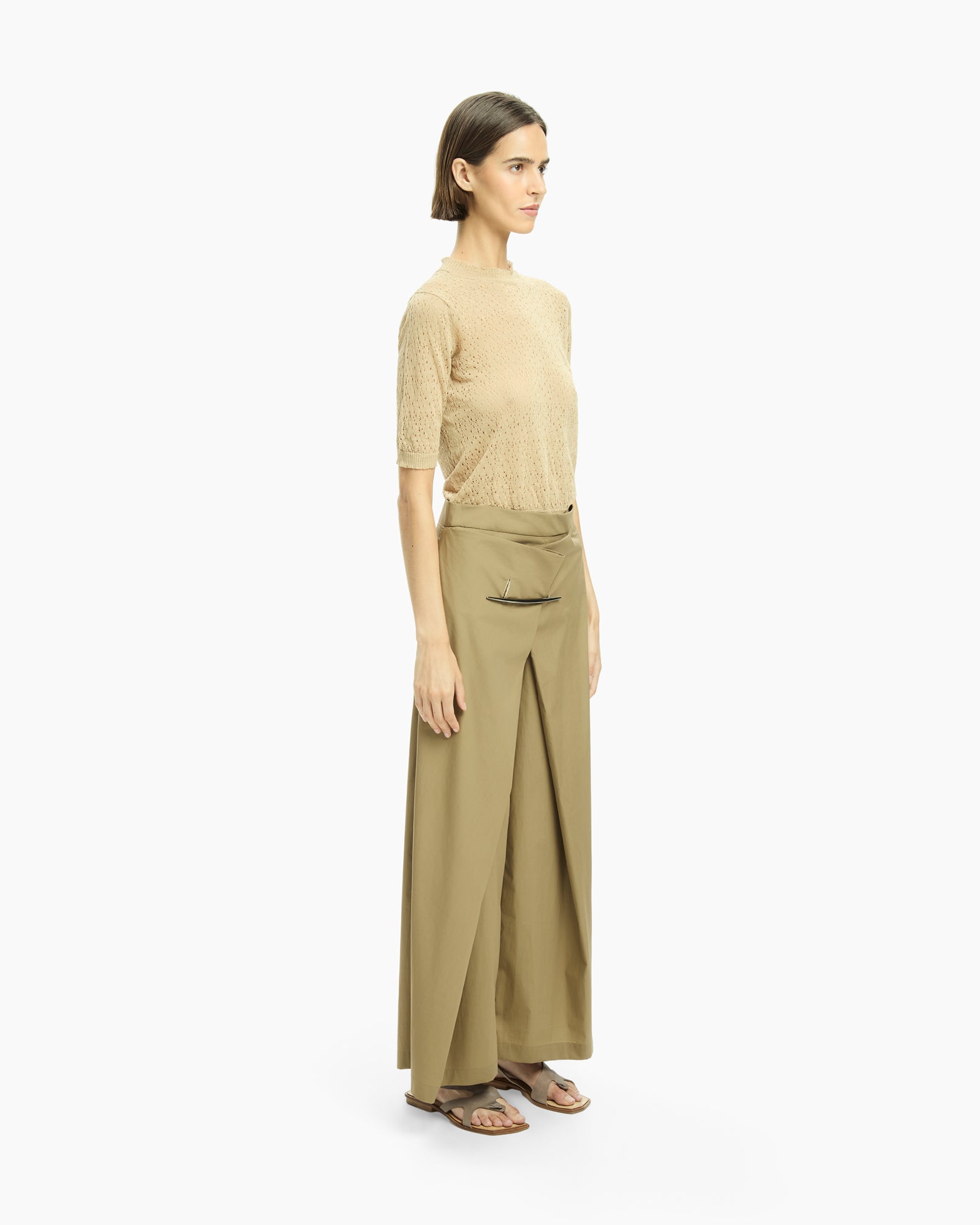 _MALLONI Pantalone ampio con pannelli avvolgenti TORTORA