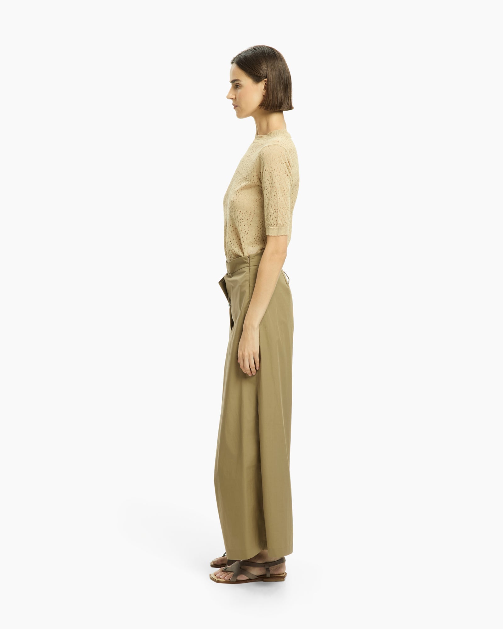 _MALLONI Pantalone ampio con pannelli avvolgenti TORTORA