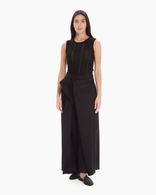 _MALLONI Pantalone ampio con pannelli avvolgenti NERO