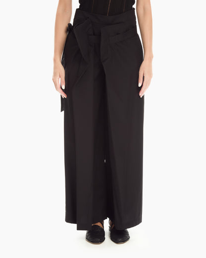 _MALLONI Pantalone ampio con pannelli avvolgenti NERO