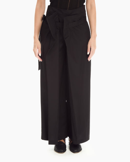 _MALLONI Pantalone ampio con pannelli avvolgenti NERO