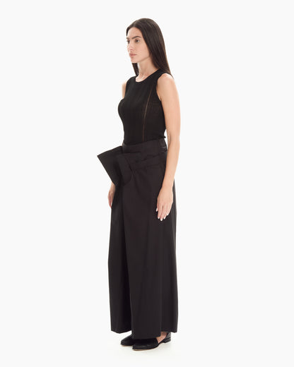 _MALLONI Pantalone ampio con pannelli avvolgenti NERO
