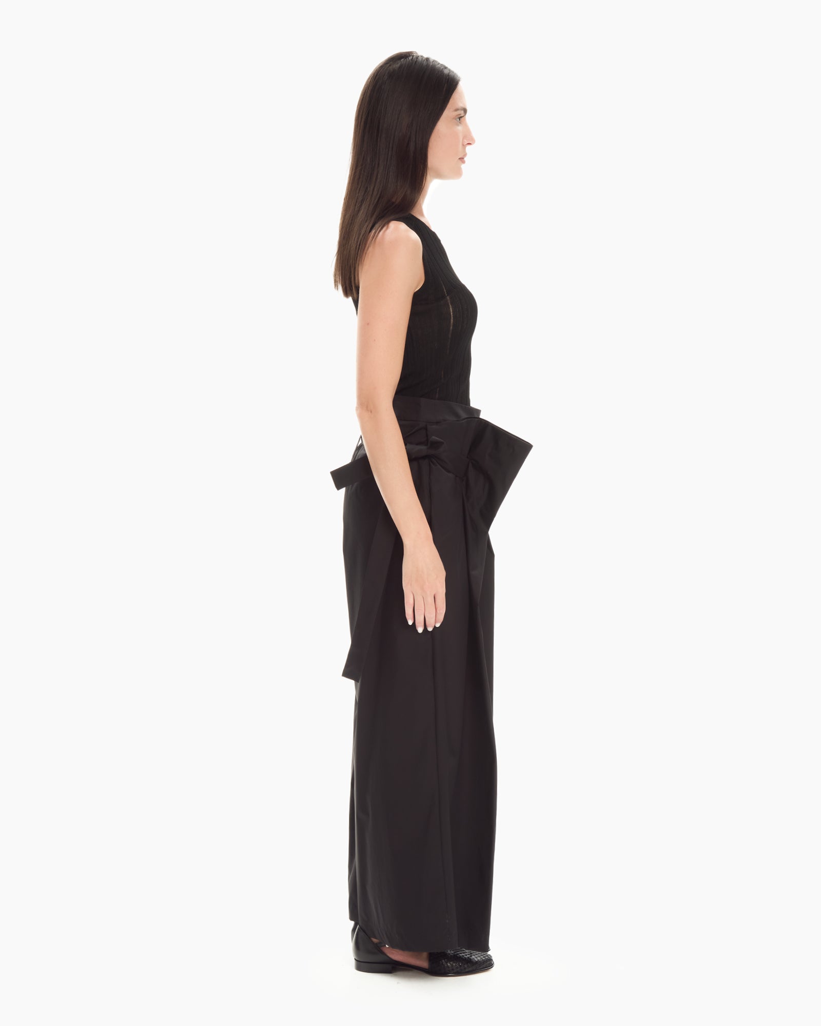 _MALLONI Pantalone ampio con pannelli avvolgenti NERO