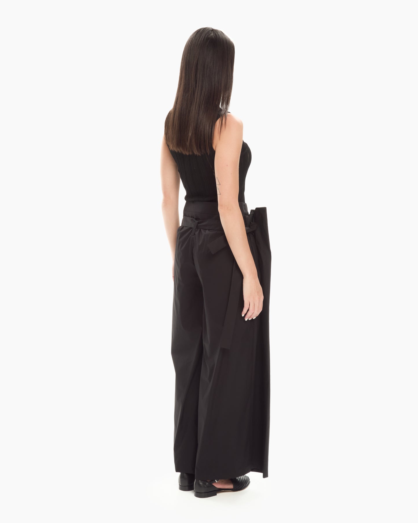 _MALLONI Pantalone ampio con pannelli avvolgenti NERO