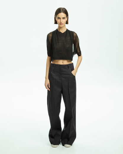 _MALLONI Pantalone wide leg NERO