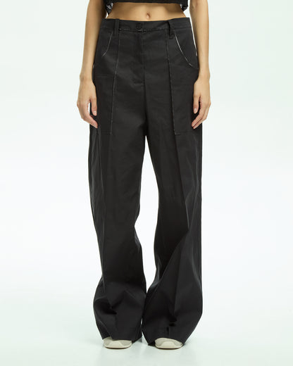_MALLONI Pantalone wide leg NERO