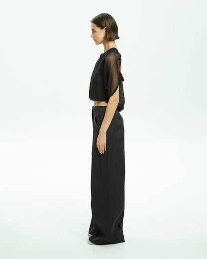 _MALLONI Pantalone wide leg NERO