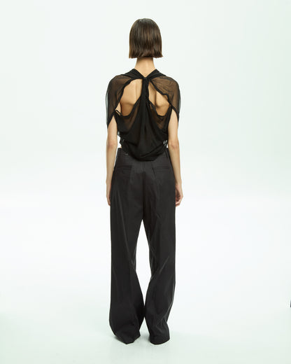 _MALLONI Pantalone wide leg NERO