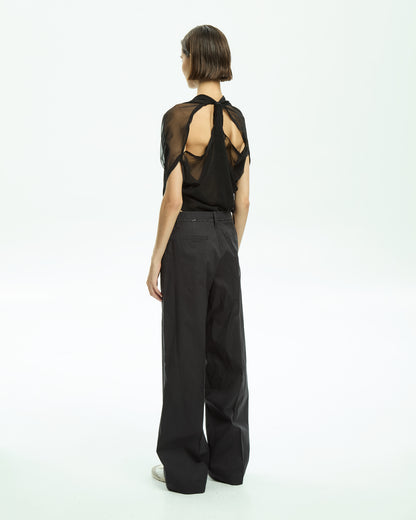 _MALLONI Pantalone wide leg NERO