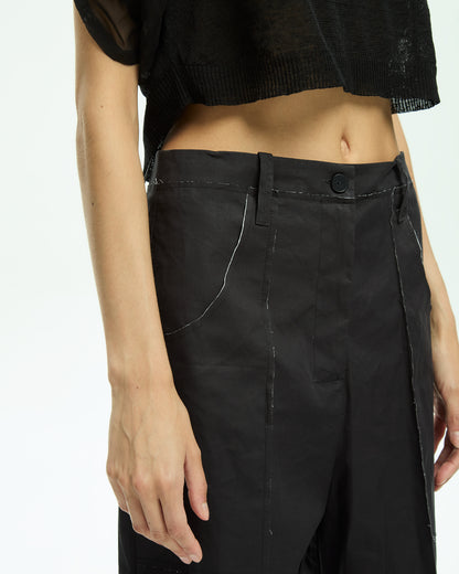 _MALLONI Pantalone wide leg NERO