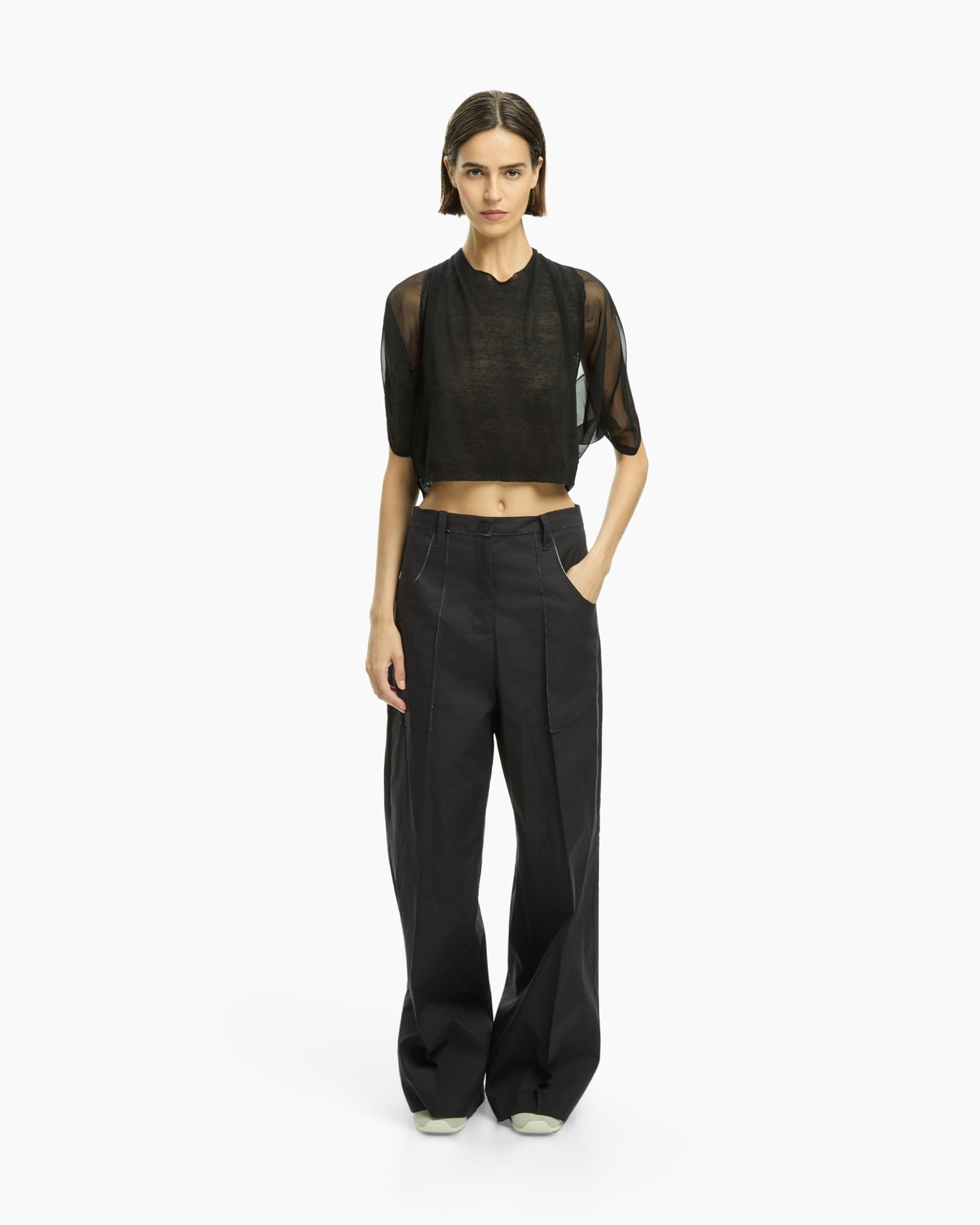 _MALLONI Pantalone wide leg NERO