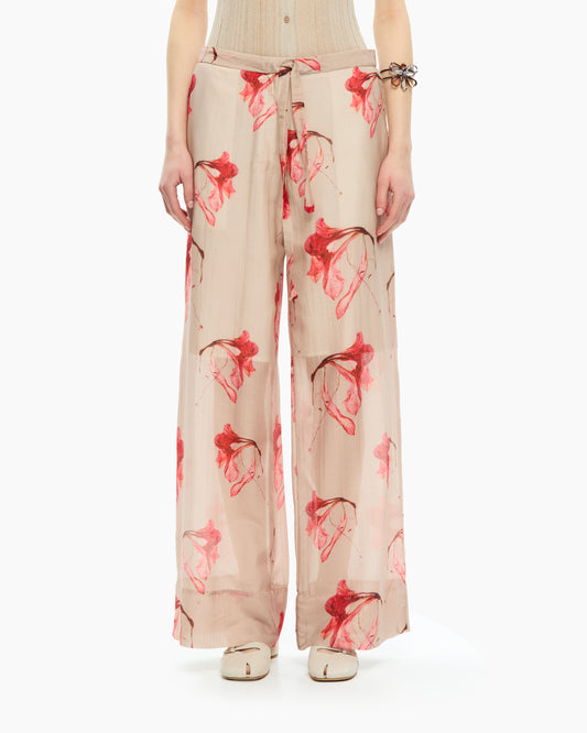 _MALLONI Pantalone con stampa floreale ROSSO