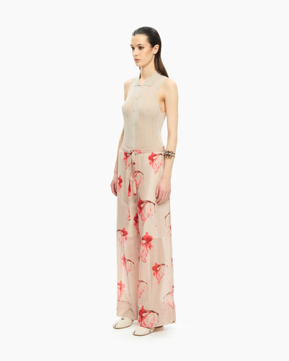 _MALLONI Pantalone con stampa floreale ROSSO