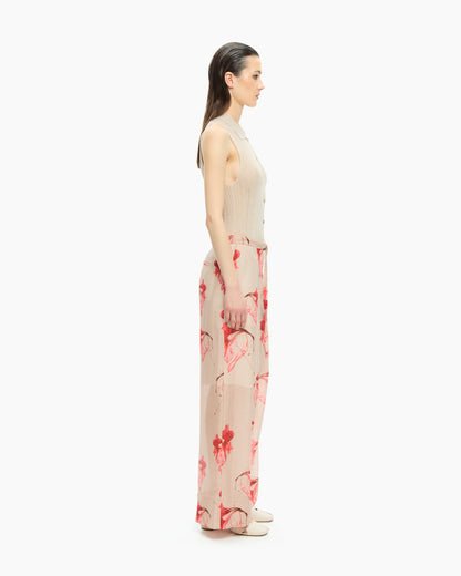 _MALLONI Pantalone con stampa floreale ROSSO