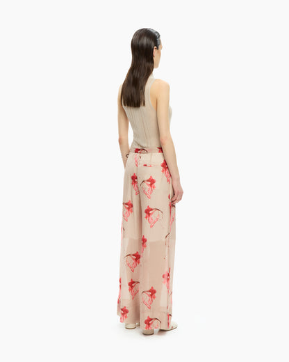 _MALLONI Pantalone con stampa floreale ROSSO