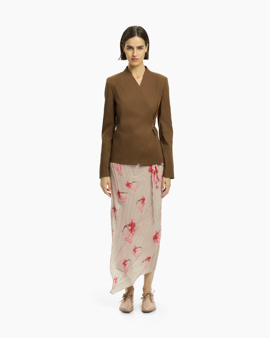 _MALLONI Gonna midi plissè ROSSO