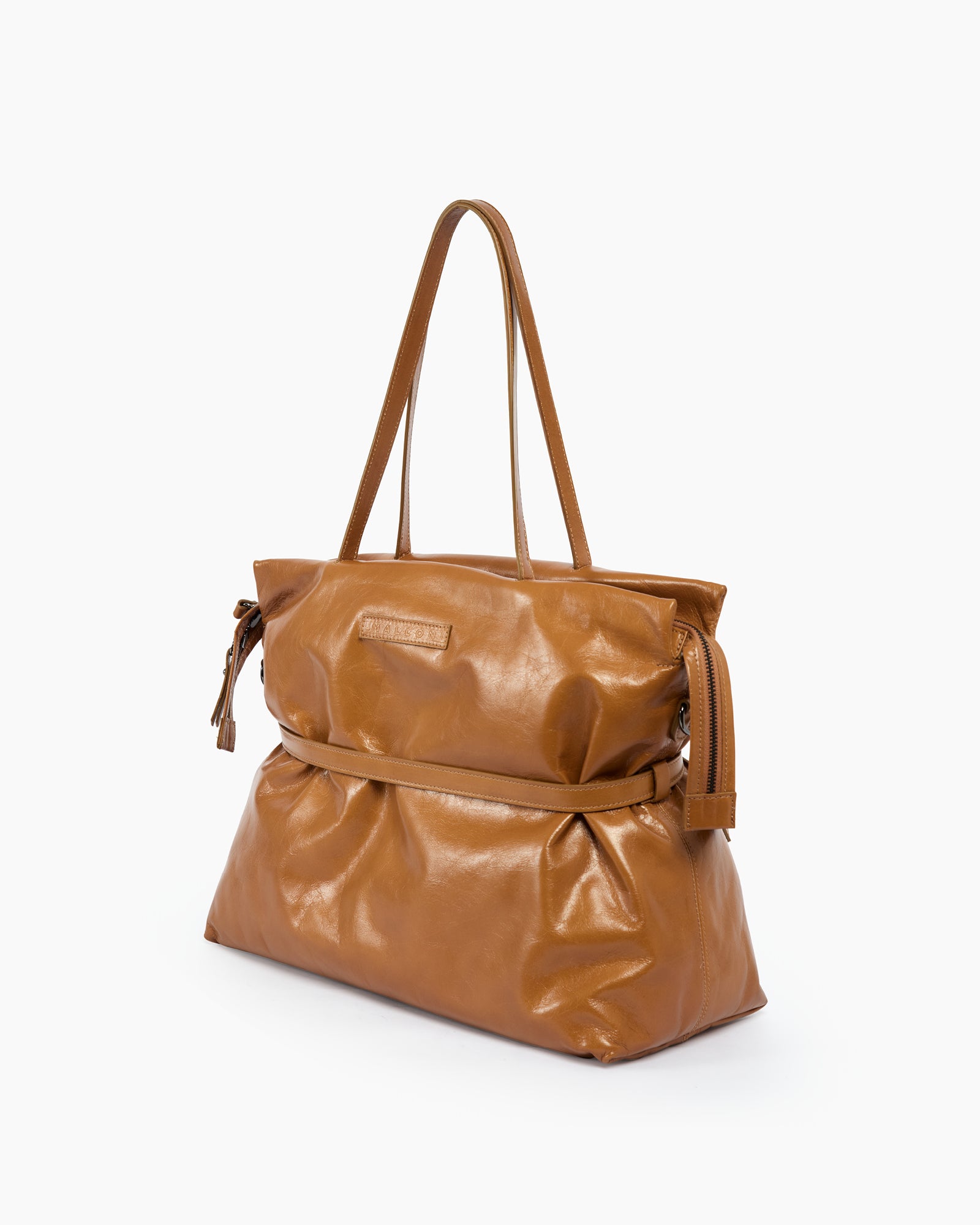 _MALLONI Borsa in pelle morbida MARRONE