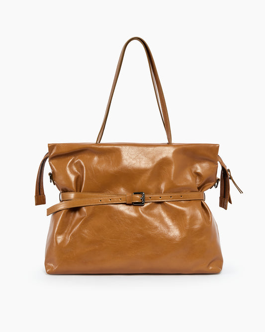 _MALLONI Borsa in pelle morbida MARRONE