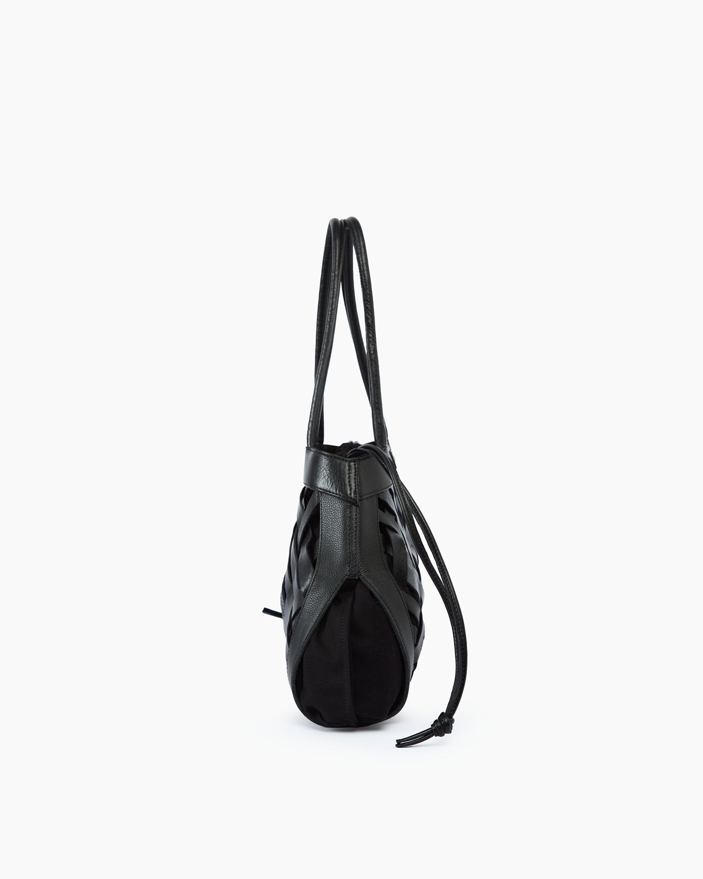 _MALLONI Borsa in pelle intrecciata NERO