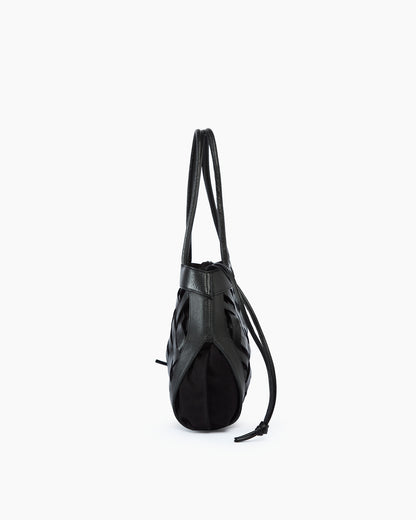 _MALLONI Borsa in pelle intrecciata NERO