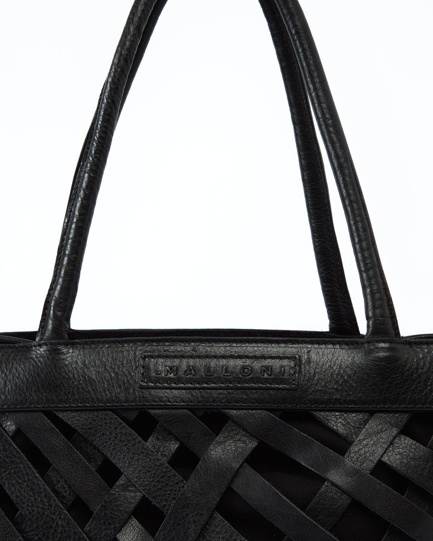 _MALLONI Borsa in pelle intrecciata NERO