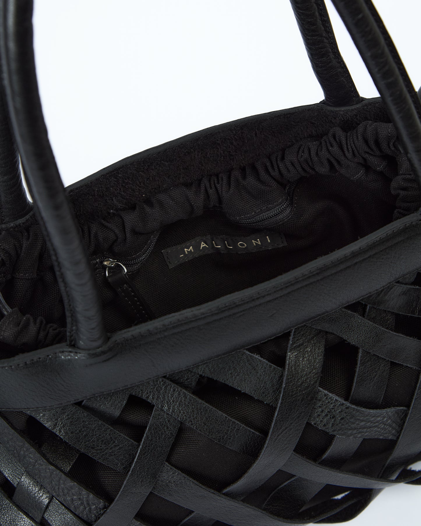 _MALLONI Borsa in pelle intrecciata NERO