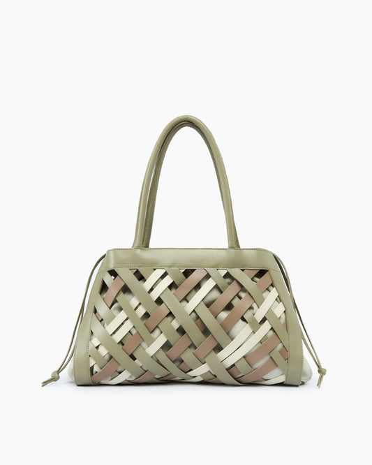 _MALLONI Borsa intrecciata VERDE