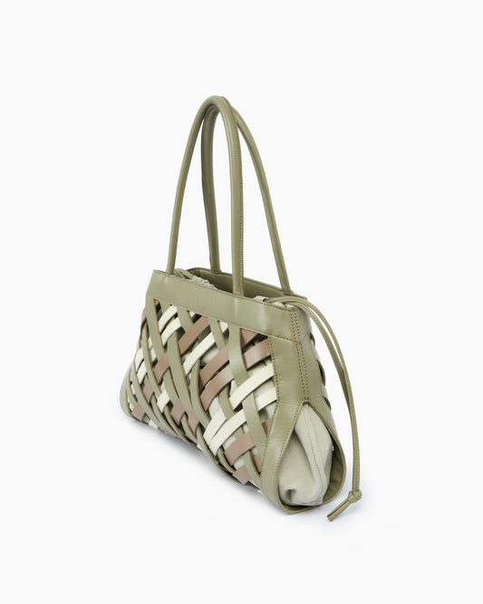 _MALLONI Borsa intrecciata VERDE