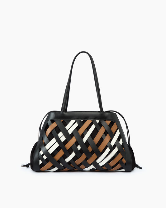 _MALLONI Borsa intrecciata NERO