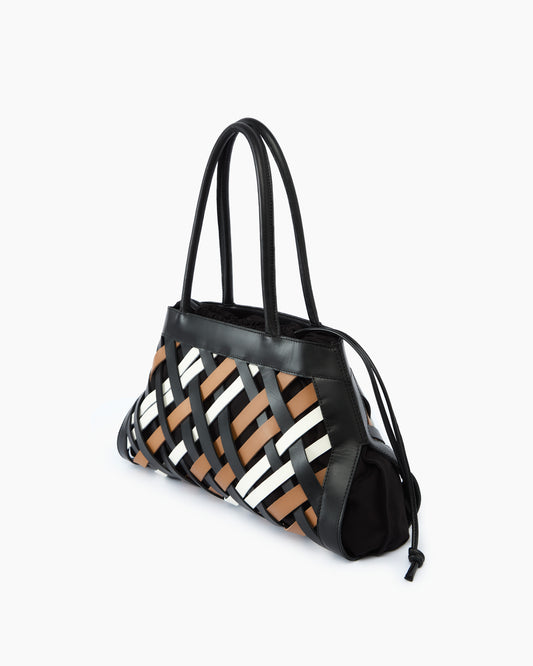 _MALLONI Borsa intrecciata NERO