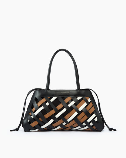 _MALLONI Borsa intrecciata NERO