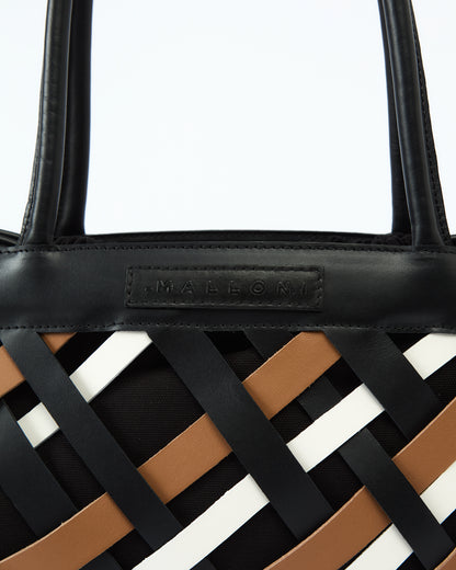 _MALLONI Borsa intrecciata NERO